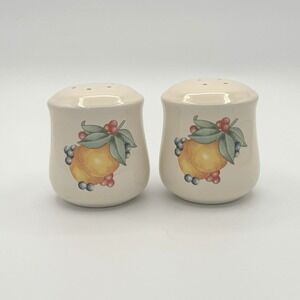 Corelle Abundance Salt Pepper Shakers Set Fruit Pattern No Stoppers Vintage